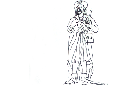 Zeichnung der Jacobus-Skulptur